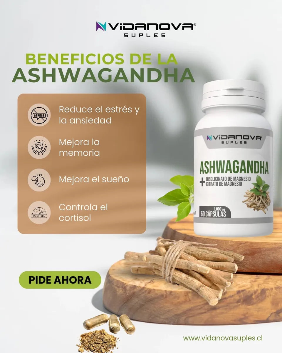 Ashwagandha + Magnesio 1000mg 60 CAPS / Oferta exclusiva solo por hoy