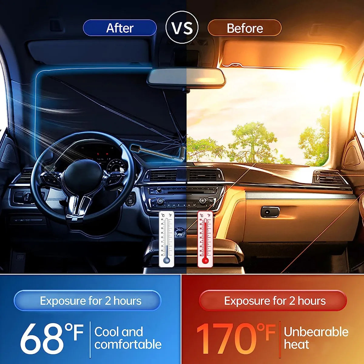 Parasol Quitasol Paraguas Parabrisas / Es el escudo perfecto contra el calor extremo / Aprovecha esta oportunidad única 50% de descuento